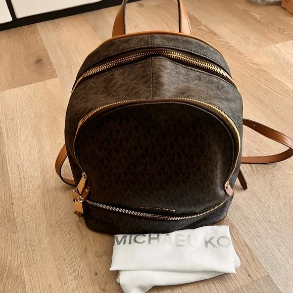 Michael Kors | Bags | Michael Kors Brown Backpack With Gold  display picture 2